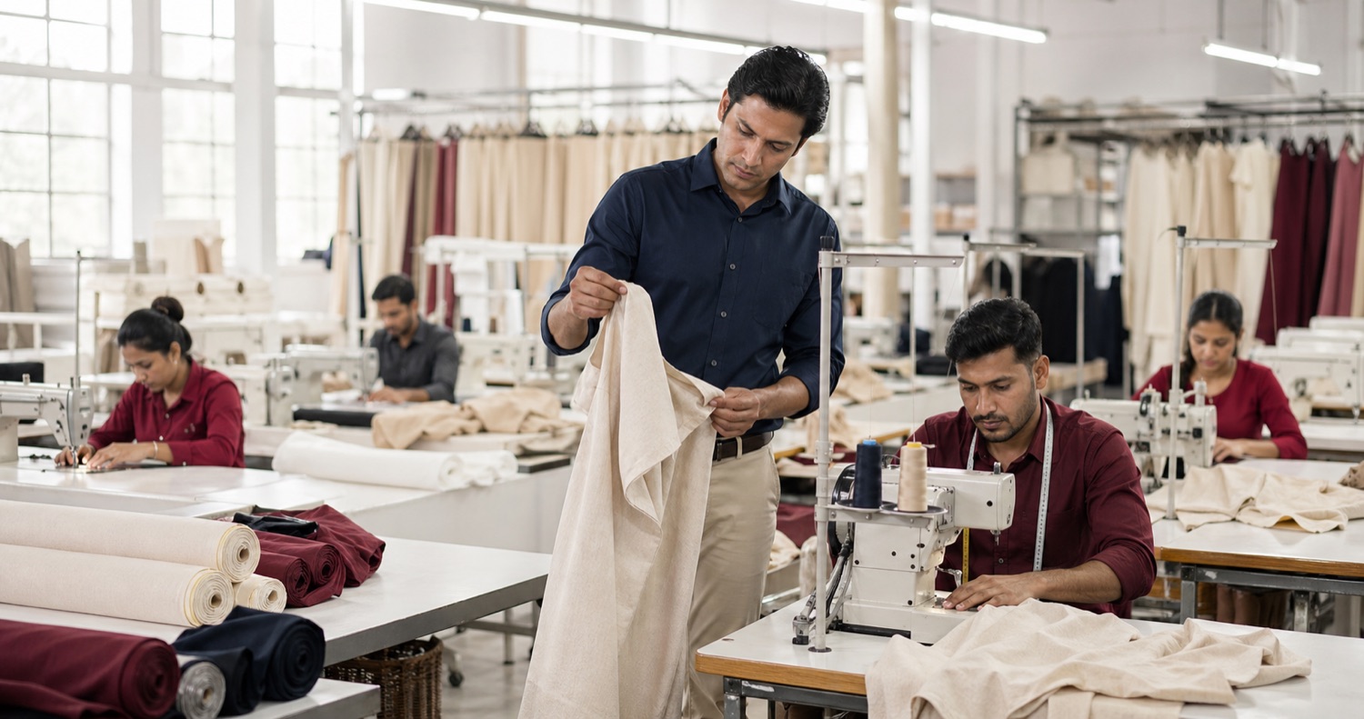 Garment production floor with quality checking